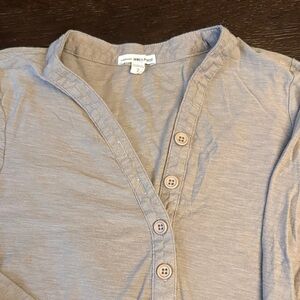 James Perse V-Neck Button-Up in Light Brown